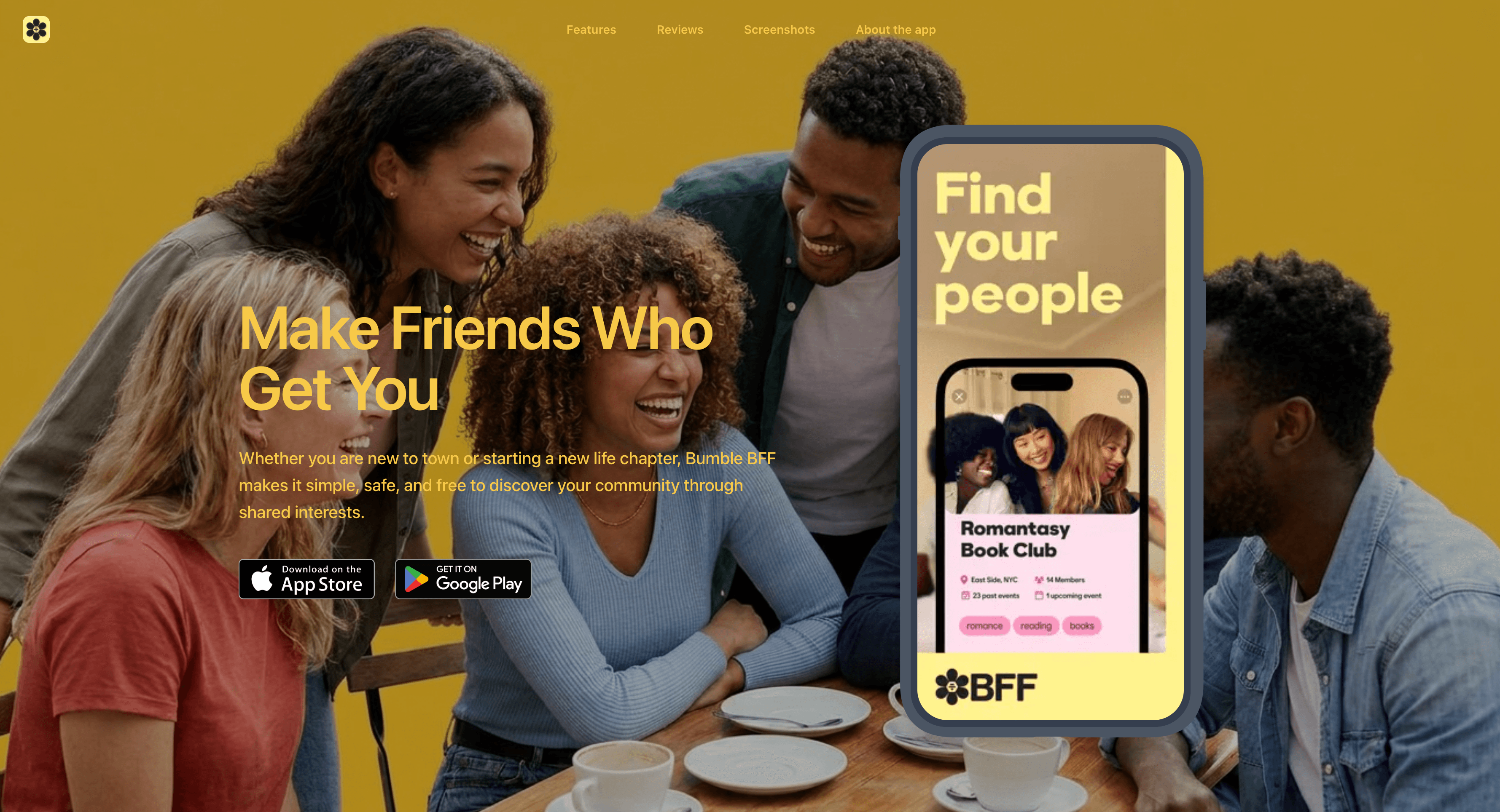 Bumble sample landing page