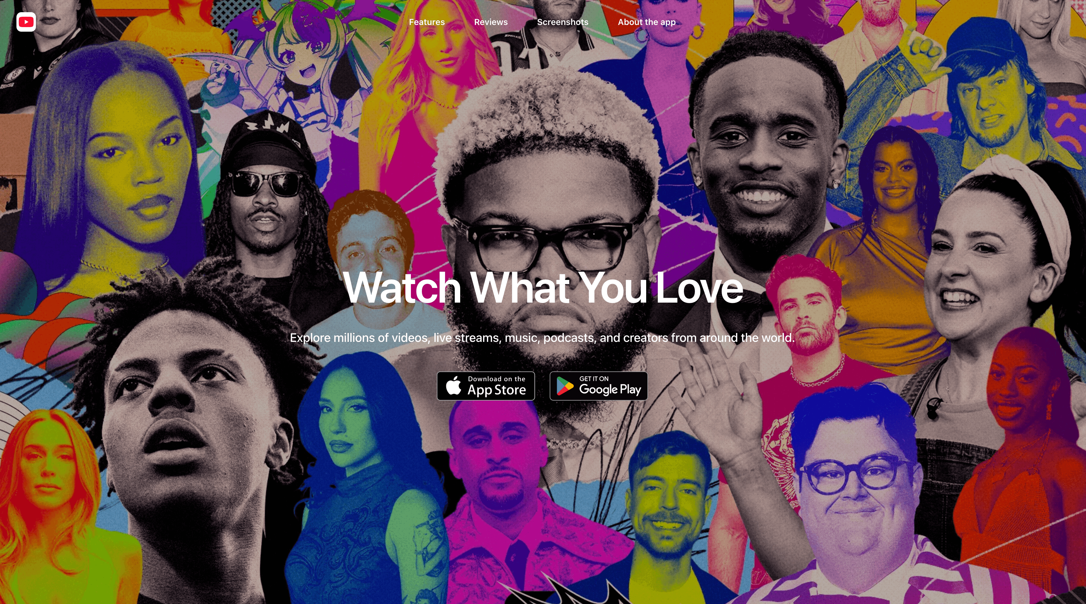 YouTube sample landing page